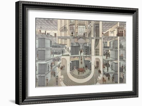 Cross-Section of the Basement of the Credit Lyonnais, 19 Boulevard Des Italiens, c.1878-82-null-Framed Giclee Print