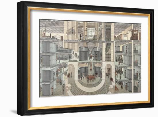 Cross-Section of the Basement of the Credit Lyonnais, 19 Boulevard Des Italiens, c.1878-82-null-Framed Giclee Print