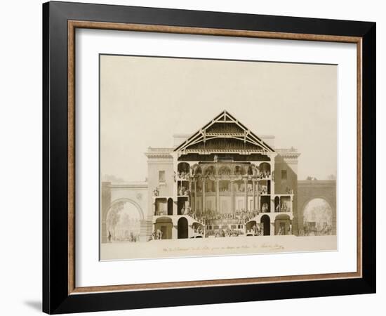 Cross-Section of the Front Section of the Theatre, from Designs for the Comedie Italienne-Francois-joseph Belanger-Framed Giclee Print