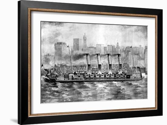 Cross-Section of the SS 'Mauretania' or SS 'Lusitania', 1907-null-Framed Art Print