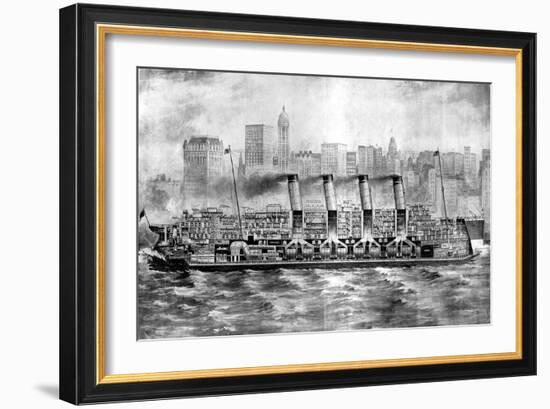 Cross-Section of the SS 'Mauretania' or SS 'Lusitania', 1907-null-Framed Art Print