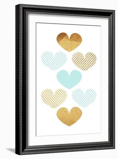 Crossed Heart Teal-Milli Villa-Framed Art Print