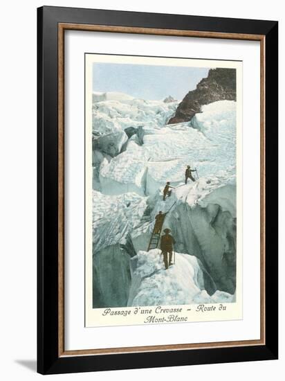 Crossing a Crevasse, Mont-Blanc Route-null-Framed Premium Giclee Print