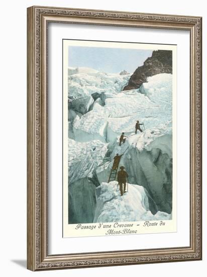 Crossing a Crevasse, Mont-Blanc Route-null-Framed Art Print