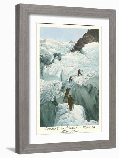 Crossing a Crevasse, Mont-Blanc Route-null-Framed Art Print