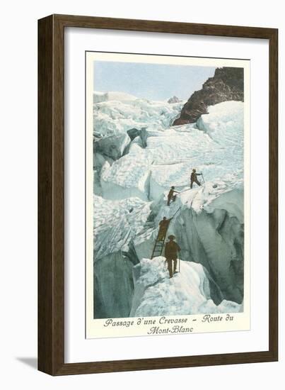 Crossing a Crevasse, Mont-Blanc Route-null-Framed Art Print