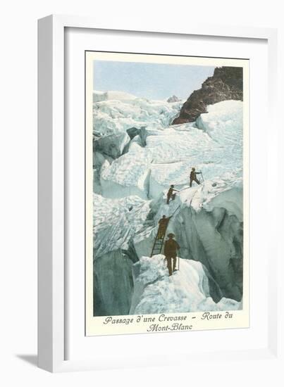 Crossing a Crevasse, Mont-Blanc Route-null-Framed Art Print