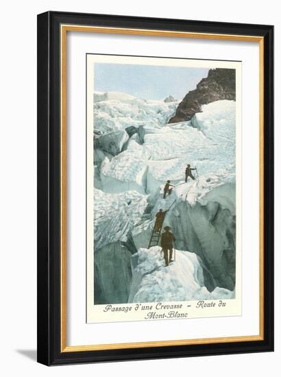 Crossing a Crevasse, Mont-Blanc Route-null-Framed Art Print