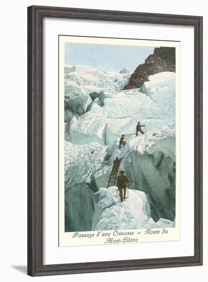 Crossing a Crevasse, Mont-Blanc Route-null-Framed Art Print