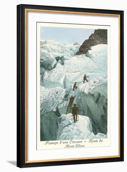 Crossing a Crevasse, Mont-Blanc Route-null-Framed Art Print