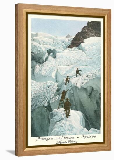 Crossing a Crevasse, Mont-Blanc Route-null-Framed Stretched Canvas