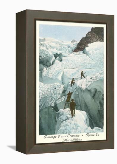 Crossing a Crevasse, Mont-Blanc Route-null-Framed Stretched Canvas