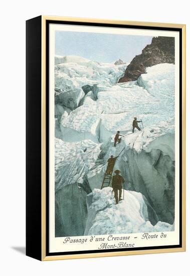 Crossing a Crevasse, Mont-Blanc Route-null-Framed Stretched Canvas