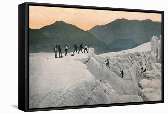 'Crossing a Glacier, Mount Rainier', c1916-Asahel Curtis-Framed Stretched Canvas