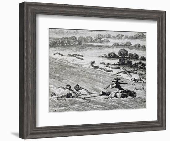 Crossing Elephant's Coast, Engraving from Travels into Interior of Africa Via Cape of Good Hope-Francois Le Vaillant-Framed Giclee Print