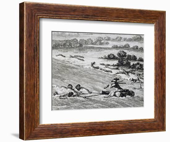 Crossing Elephant's Coast, Engraving from Travels into Interior of Africa Via Cape of Good Hope-Francois Le Vaillant-Framed Giclee Print