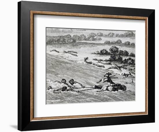 Crossing Elephant's Coast, Engraving from Travels into Interior of Africa Via Cape of Good Hope-Francois Le Vaillant-Framed Giclee Print