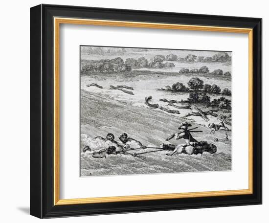 Crossing Elephant's Coast, Engraving from Travels into Interior of Africa Via Cape of Good Hope-Francois Le Vaillant-Framed Giclee Print