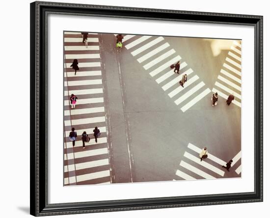 Crossing Sign Top View with People Walking Business Area-VTT Studio-Framed Photographic Print