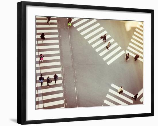 Crossing Sign Top View with People Walking Business Area-VTT Studio-Framed Photographic Print