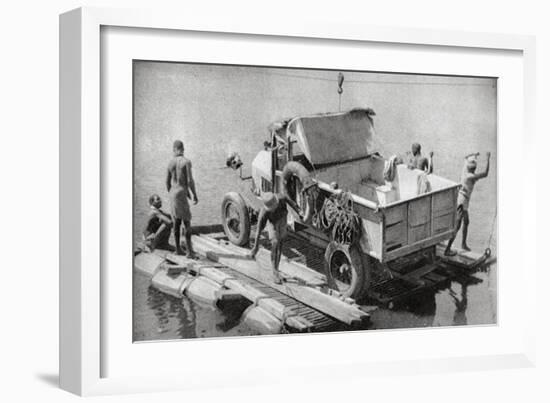 Crossing the Chambesi River on a Broken Pontoon, Northern Rhodesia, 1925-Thomas A Glover-Framed Giclee Print