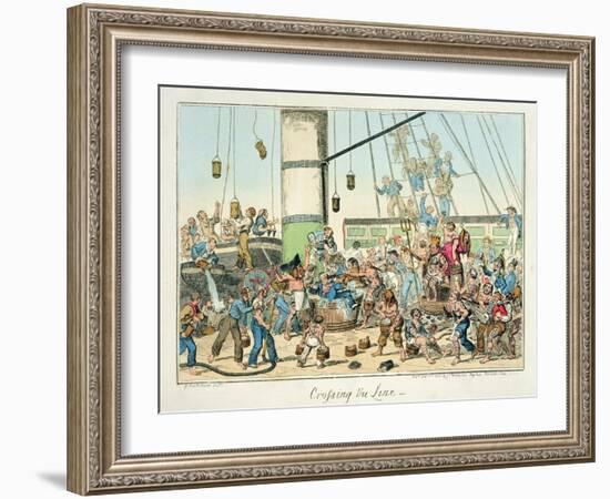 Crossing the Line', Illustration from a Series of Prints on Life in the Navy, 1825 (Colour Litho)-George Cruikshank-Framed Giclee Print