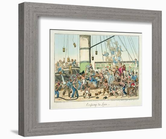 Crossing the Line', Illustration from a Series of Prints on Life in the Navy, 1825 (Colour Litho)-George Cruikshank-Framed Giclee Print