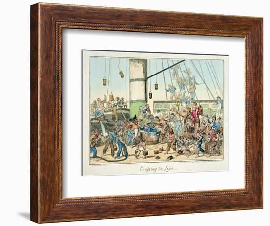 Crossing the Line', Illustration from a Series of Prints on Life in the Navy, 1825 (Colour Litho)-George Cruikshank-Framed Premium Giclee Print