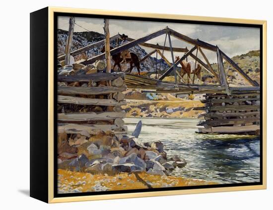 Crossing the Rio Grande, C.1914-31 (Oil on Canvas)-Walter Ufer-Framed Premier Image Canvas