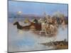 Crossing the River, C.1895 (Oil on Panel)-Charles Marion Russell-Mounted Giclee Print