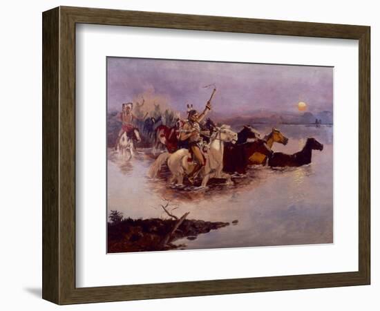 Crossing the River Charles-Charles Marion Russell-Framed Giclee Print