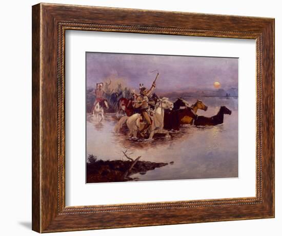 Crossing the River Charles-Charles Marion Russell-Framed Giclee Print