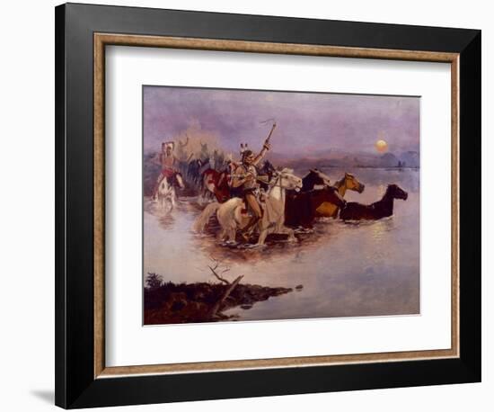 Crossing the River Charles-Charles Marion Russell-Framed Giclee Print