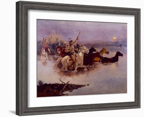 Crossing the River Charles-Charles Marion Russell-Framed Giclee Print