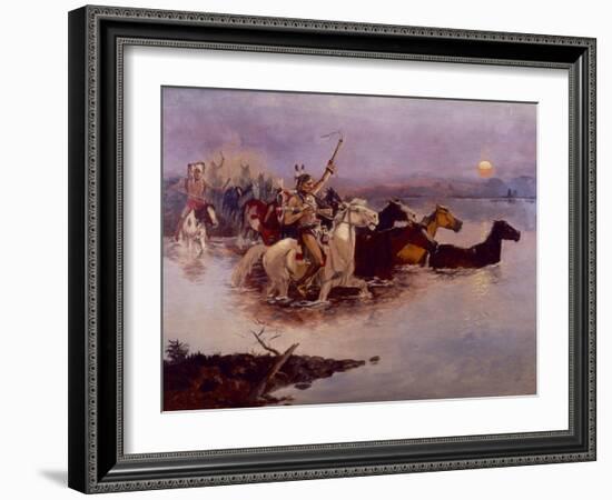 Crossing the River Charles-Charles Marion Russell-Framed Giclee Print