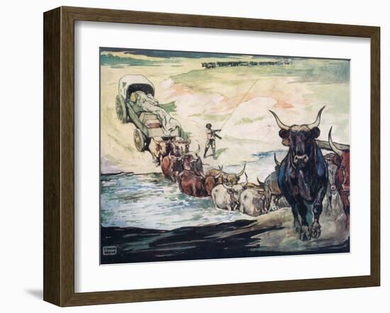 Crossing the River, Illustration from 'Helpers Without Hands' by Gladys Davidson, Published in 1919-John Edwin Noble-Framed Giclee Print