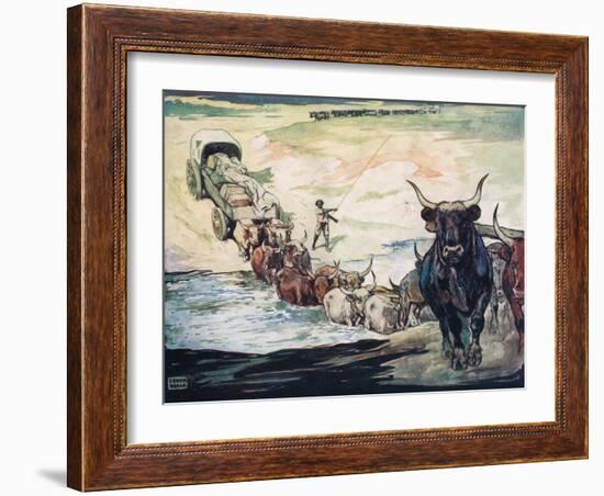 Crossing the River, Illustration from 'Helpers Without Hands' by Gladys Davidson, Published in 1919-John Edwin Noble-Framed Giclee Print