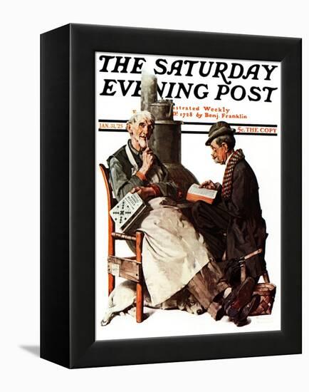 "Crossword Puzzle" Saturday Evening Post Cover, January 31,1925-Norman Rockwell-Framed Premier Image Canvas