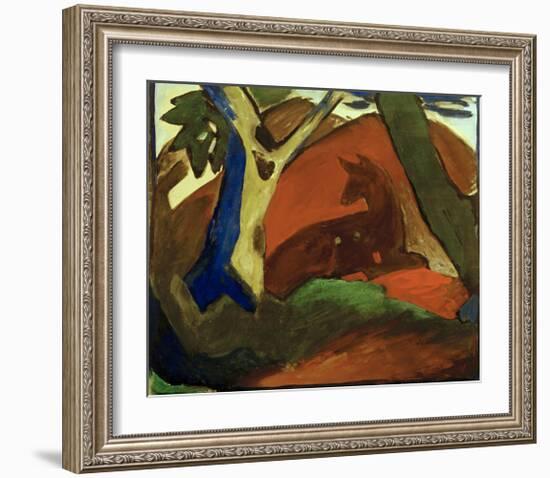 Crouching Deer-Franz Marc-Framed Art Print