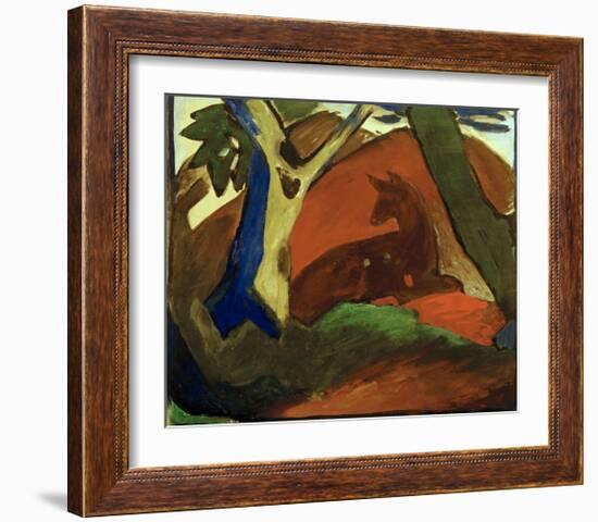 Crouching Deer-Franz Marc-Framed Art Print