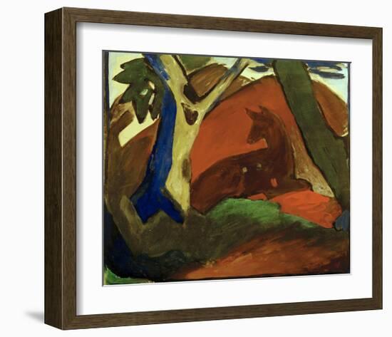 Crouching Deer-Franz Marc-Framed Art Print