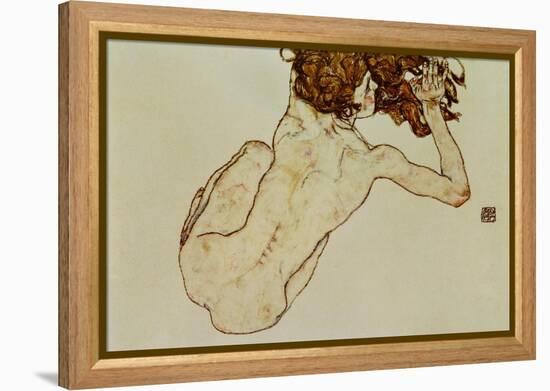 Crouching Nude, Back View, 1917-Egon Schiele-Framed Premier Image Canvas