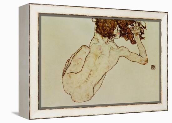 Crouching Nude, Back View, 1917-Egon Schiele-Framed Premier Image Canvas