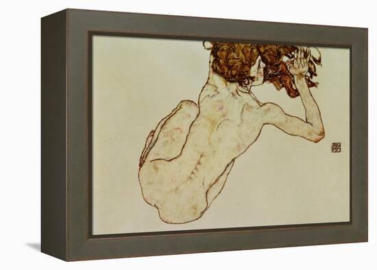 Crouching Nude, Back View, 1917-Egon Schiele-Framed Premier Image Canvas