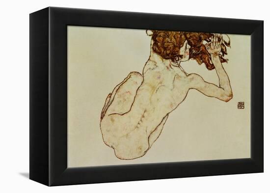 Crouching Nude, Back View, 1917-Egon Schiele-Framed Premier Image Canvas