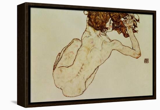 Crouching Nude, Back View, 1917-Egon Schiele-Framed Premier Image Canvas