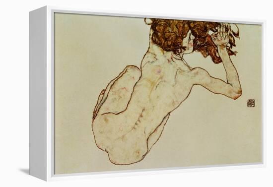 Crouching Nude, Back View, 1917-Egon Schiele-Framed Premier Image Canvas