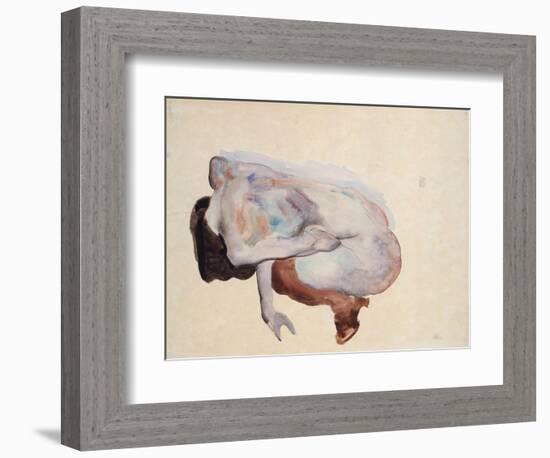 Crouching Nude in Shoes and Black Stockings, Back View, 1912-Egon Schiele-Framed Giclee Print