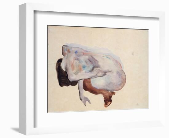 Crouching Nude in Shoes and Black Stockings, Back View, 1912-Egon Schiele-Framed Giclee Print