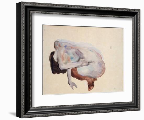 Crouching Nude in Shoes and Black Stockings, Back View, 1912-Egon Schiele-Framed Giclee Print